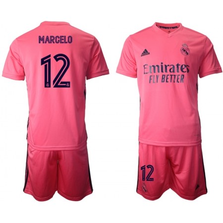 Koszulka Real Madryt Marcelo 12 Dziecięcy Wyjazdowe Stroje Piłkarskie 2020/21 Krótki Rękaw